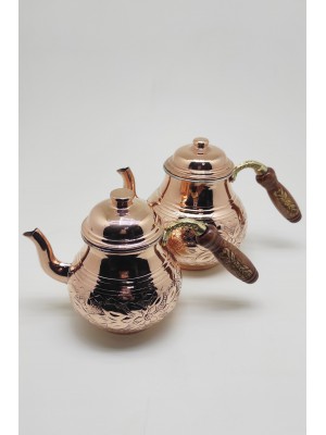 Bakır Çaydanlık İşlemeli Orta Boy Rose